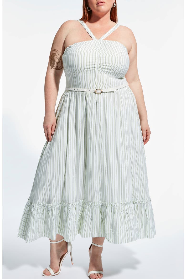 Lexi Dress, Alternate, color, White/Peridot Green