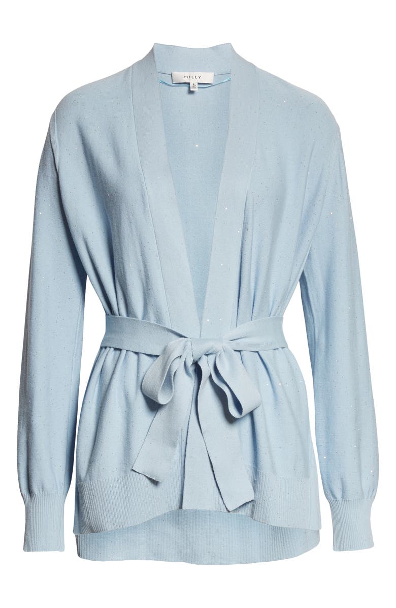 Milly Tie Front Sequin Cardigan, Alternate, color,