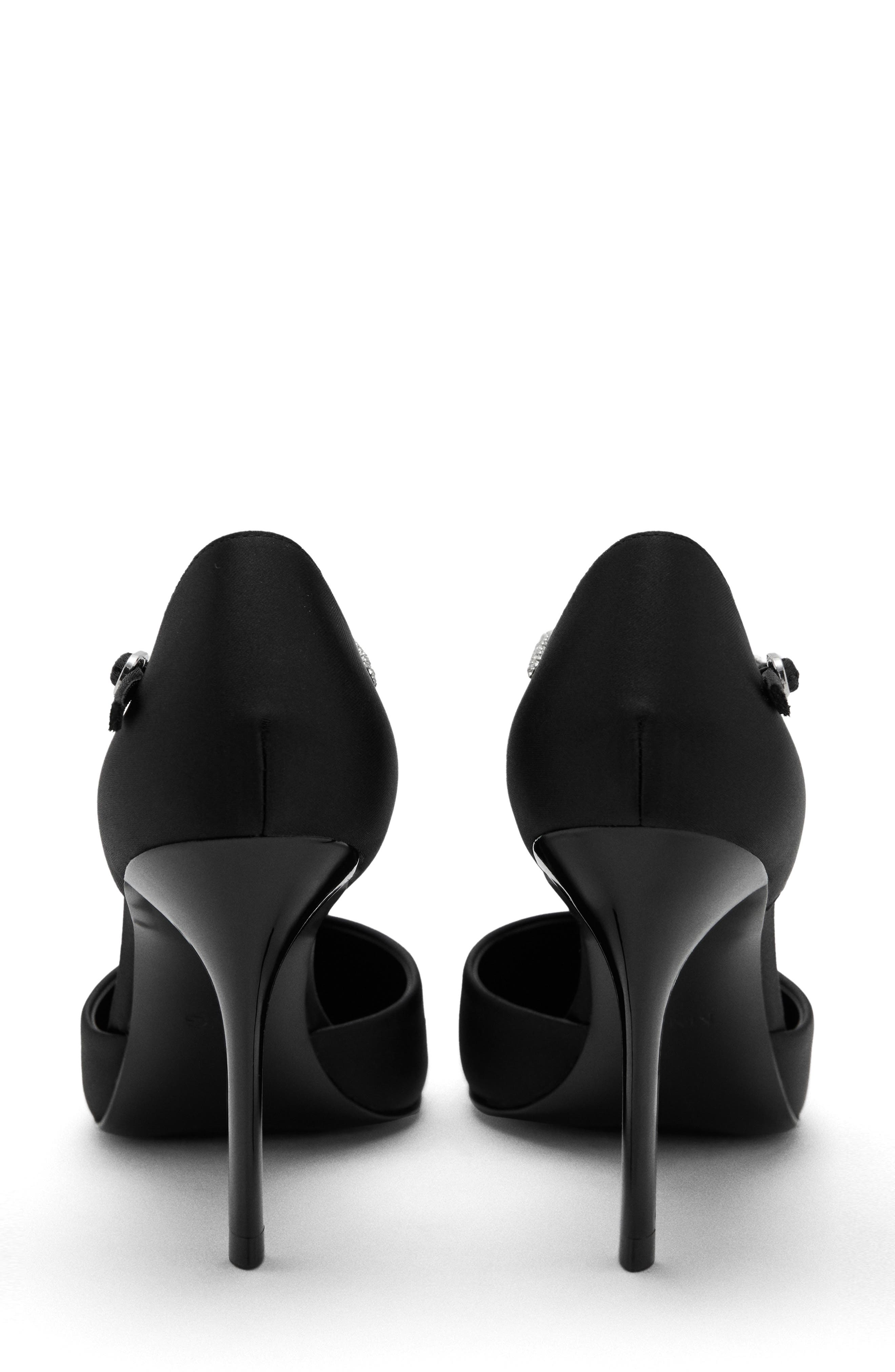 MANGO Strappy Heeled Pump with Rhinestones, Alternate, color, Black