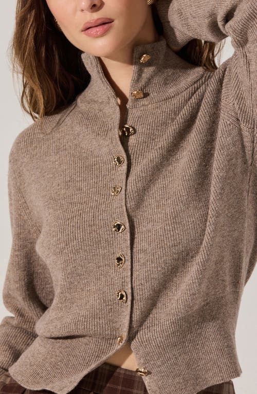 Astr The Label Tawni Stand Collar Cardigan In Brown