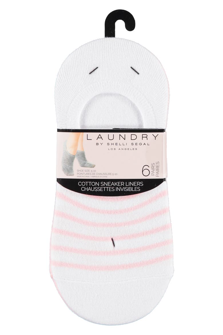 6-Pack No-Show Liner Socks, Main, color, WHITE/ PINK/ LIGHT GREY/ GREY