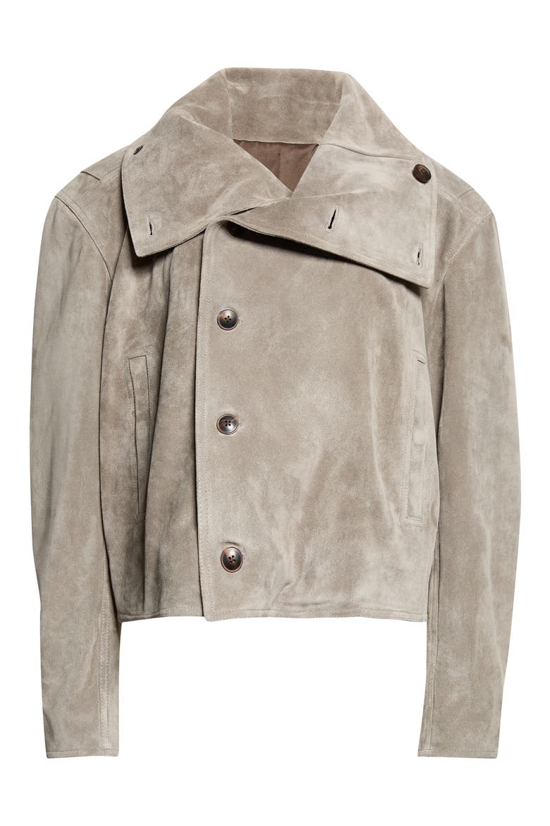 Asymmetric Suede Jacket, Alternate, color, STEEL