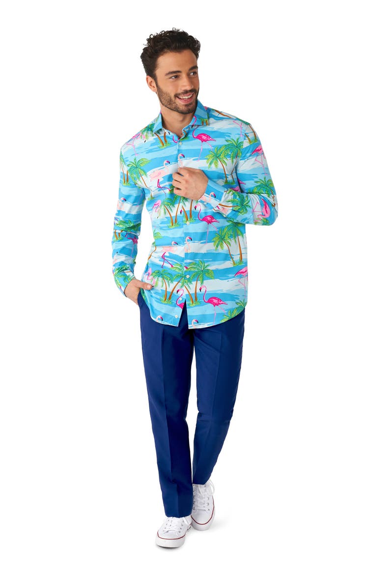 Flaminguy Trim Fit Button-Up Shirt, Alternate, color, MISCELLANEOUS