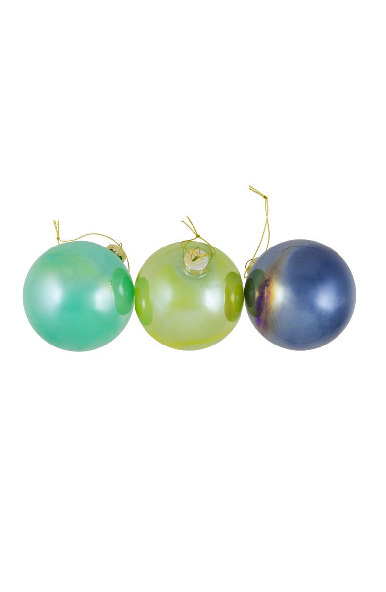 Northlight Shiny Glass Ball Christmas Ornaments - 3" (80mm) - Blue, Green and Teal  - 6ct, Alternate, color, Multi