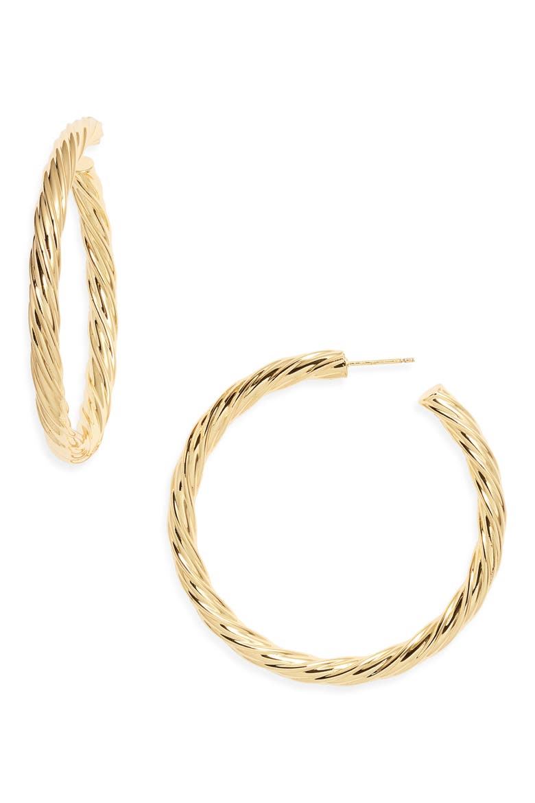 The Kaia Twist Hoop Earrings, Main, color, GOLD
