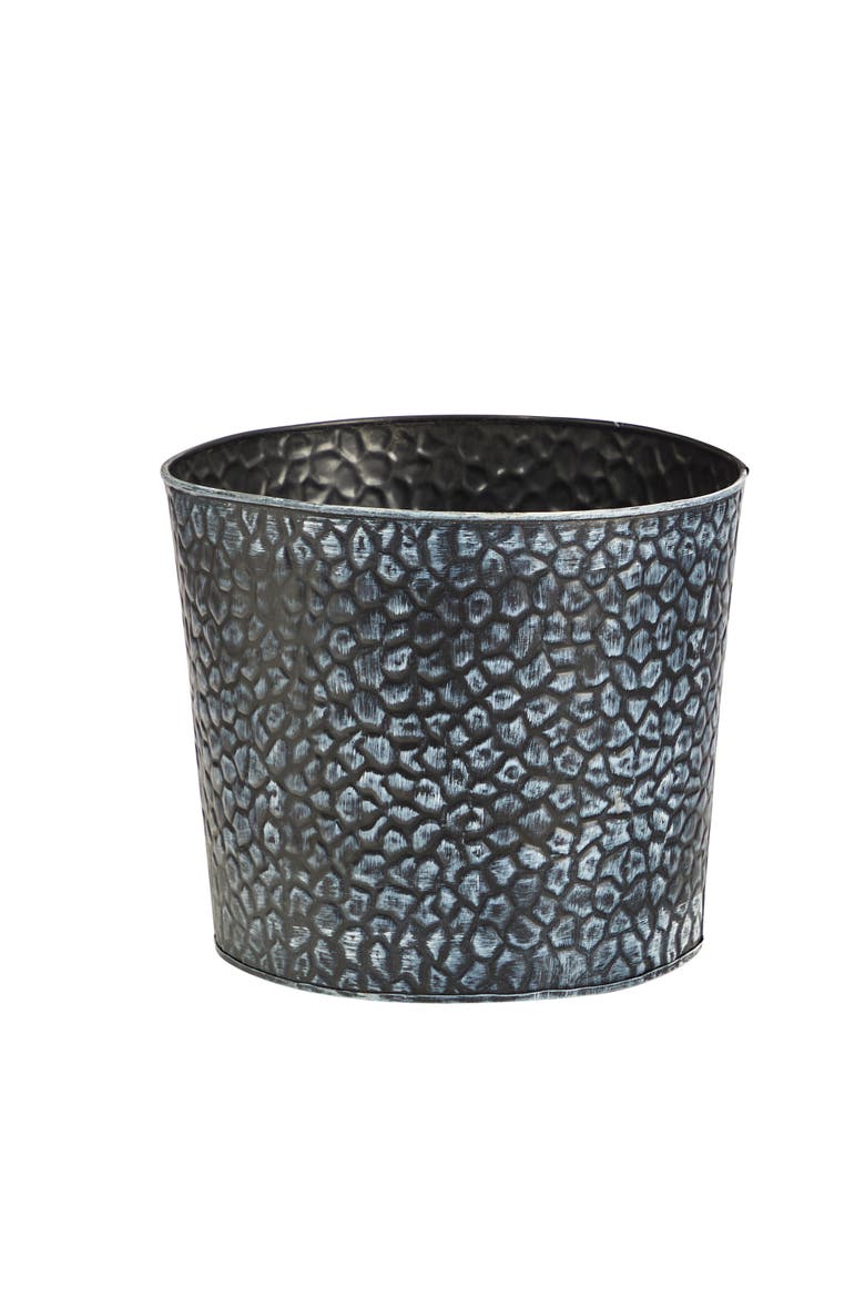 11.5-in Embossed Tin Bucket with Pebble Pattern, Main, color, Gray