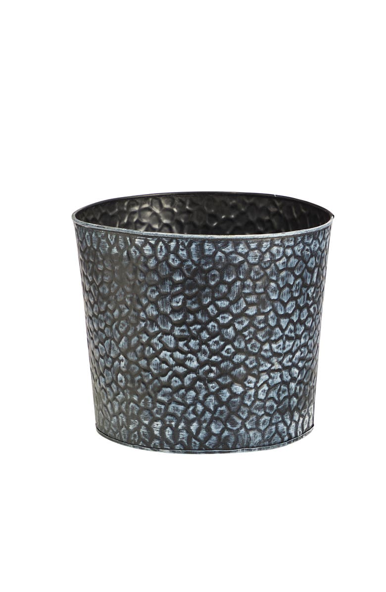 NEARLY NATURAL 11.5-in Embossed Tin Bucket with Pebble Pattern, Main, color, Gray