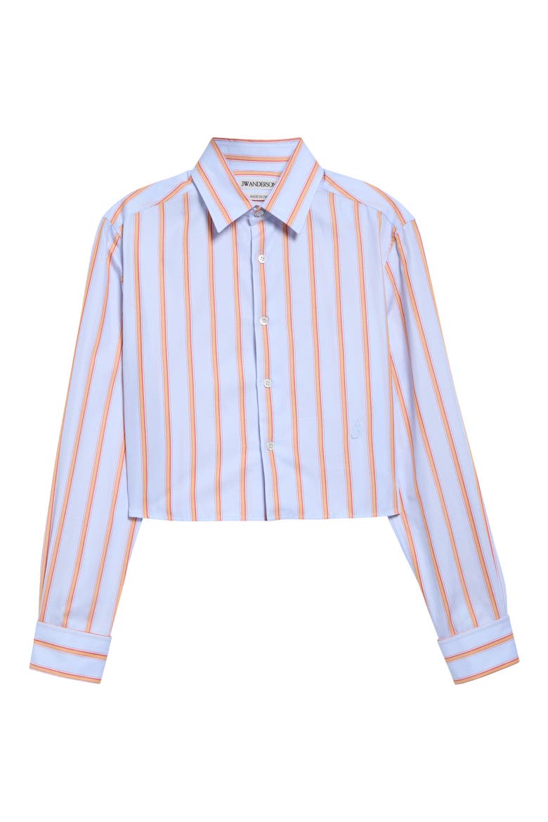 Striped Cropped Shirt, Main, color, BLUE/ ORANGE