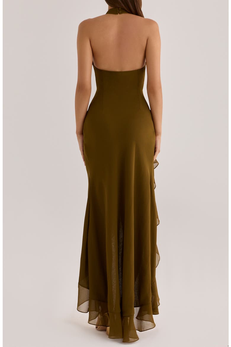 Raquel Georgette Halter Maxi Gown, Alternate, color, SAGE