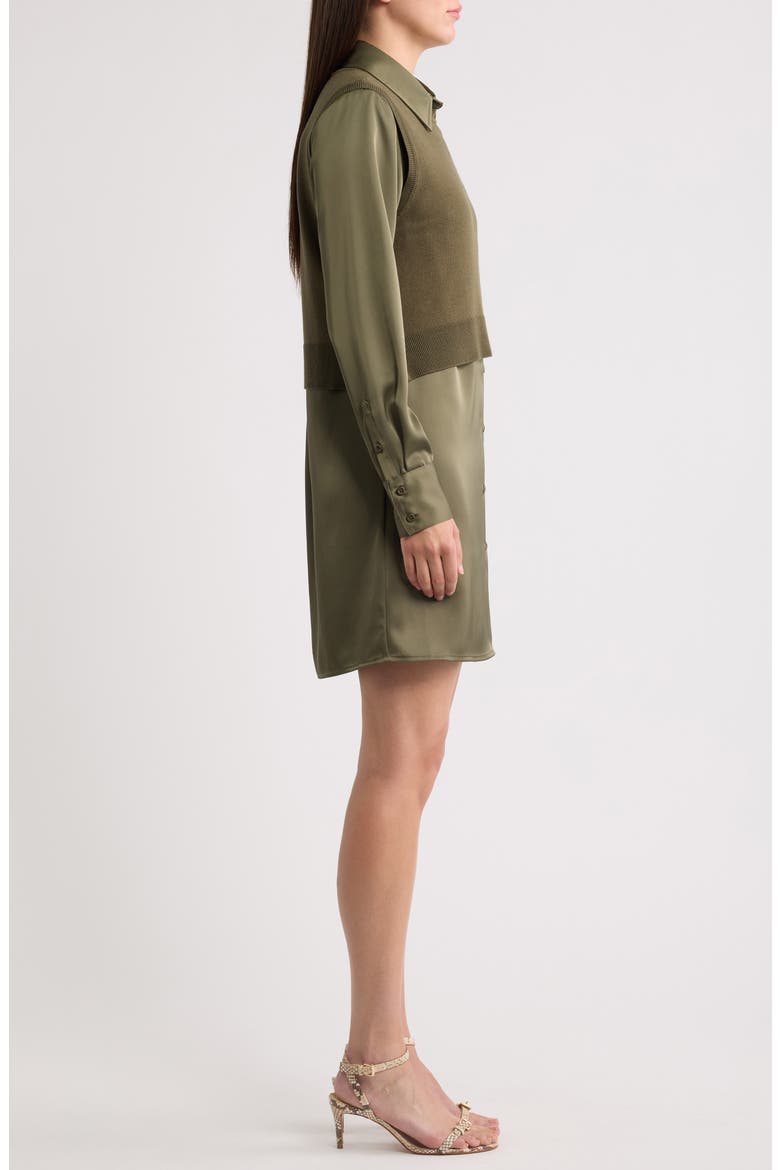 Layered Long Sleeve Shirtdress, Alternate, color, LODEN