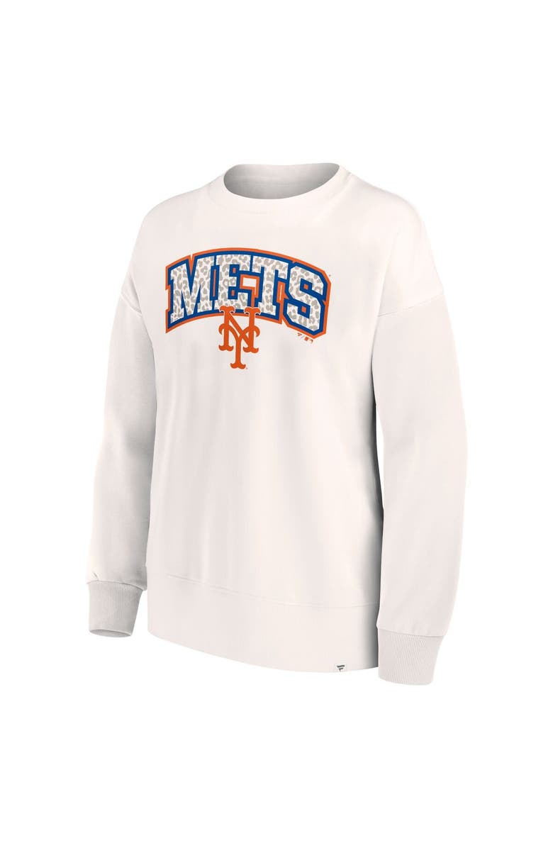 FANATICS Women's Fanatics Cream New York Mets Leopard Pullover Sweatshirt, Alternate, color, 