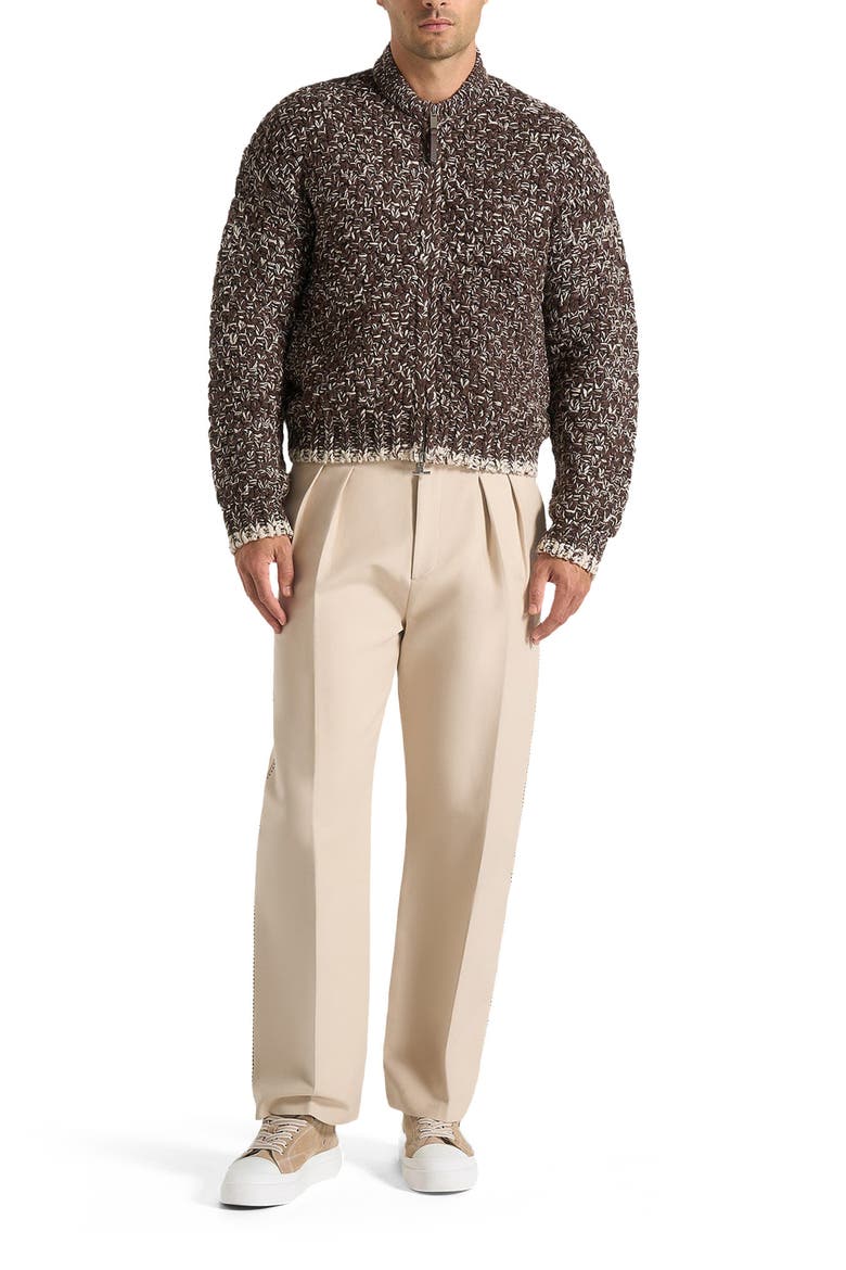 Darel Speckled Knit Bomber Jacket, Alternate, color, Brown