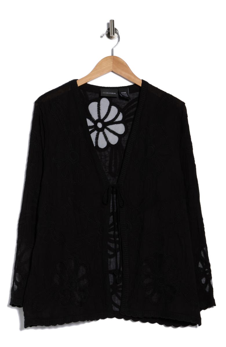 Forgotten Grace Floral Embroidered Tie Front Cardigan, Main, color,
