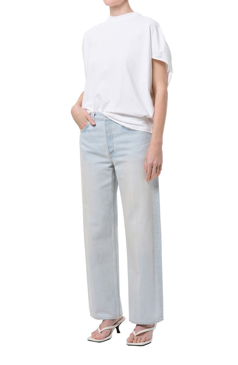 AGOLDE Souline Ruched Sleeve T-Shirt, Alternate, color, White