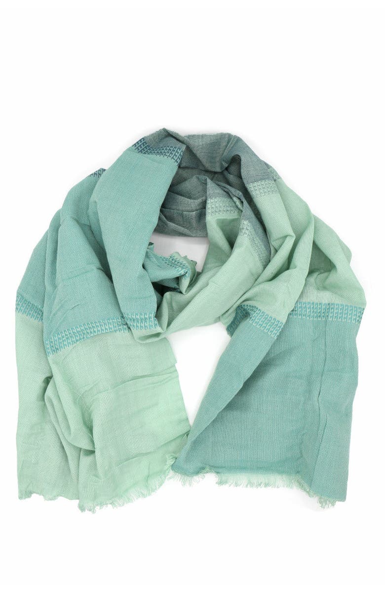 Fair Anita Woven Ocean Block Scarf, Main, color, Teal