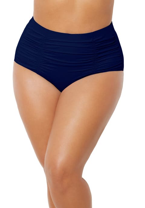 Shirred High Waist Tummy Control Swim Brief (Plus Available)