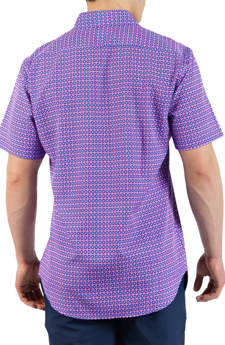 TailorByrd Moroccan Tile Short Sleeve Button-Up Shirt, Alternate, color, Pink