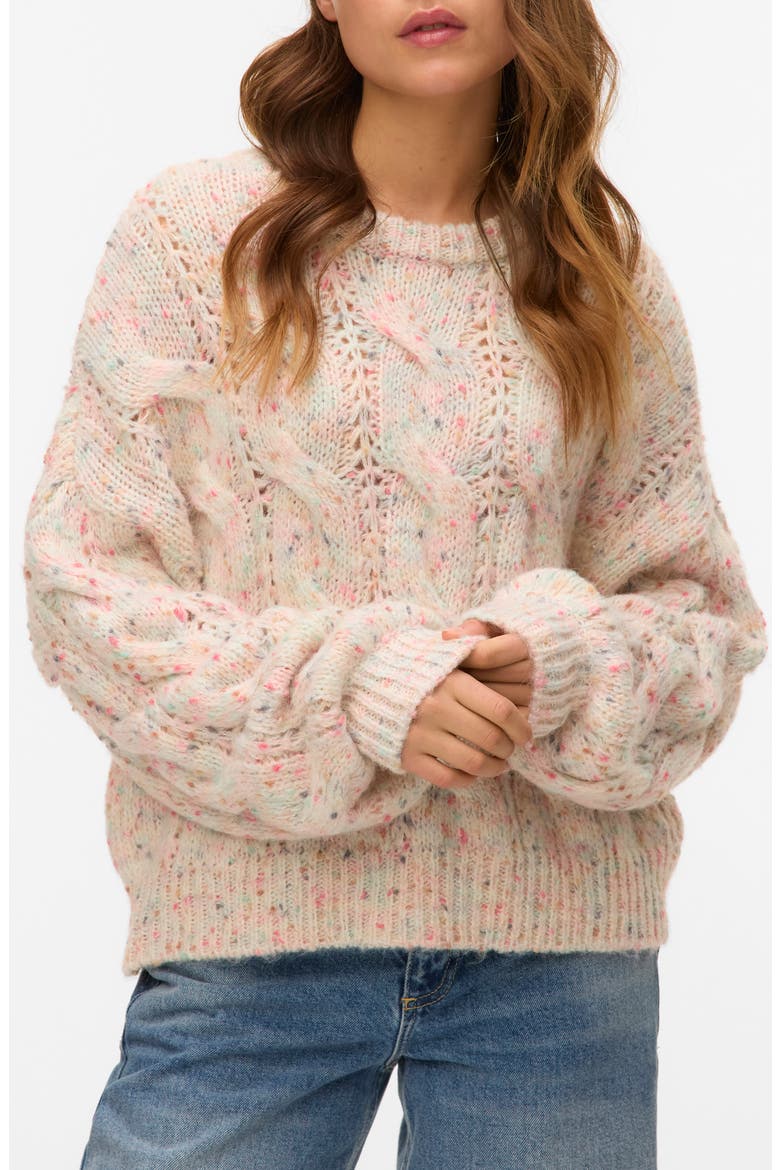 Zena Nep Cable Sweater, Main, color, BIRCH DETAIL COMBO