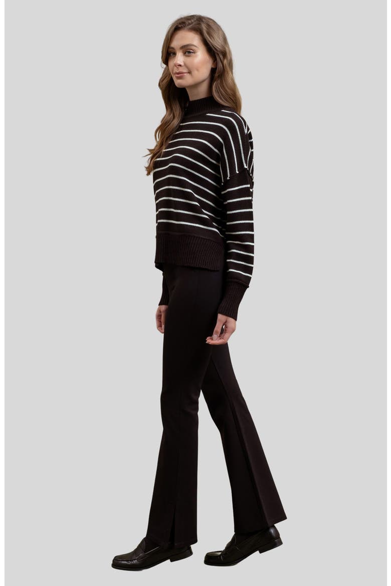 Stripe Mock Neck Sweater, Alternate, color, BLACK