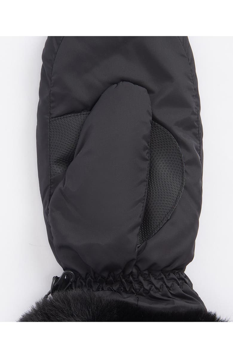 Barbour Primrose Waterproof Insulated Mittens with Faux Fur Trim, Alternate, color, Black