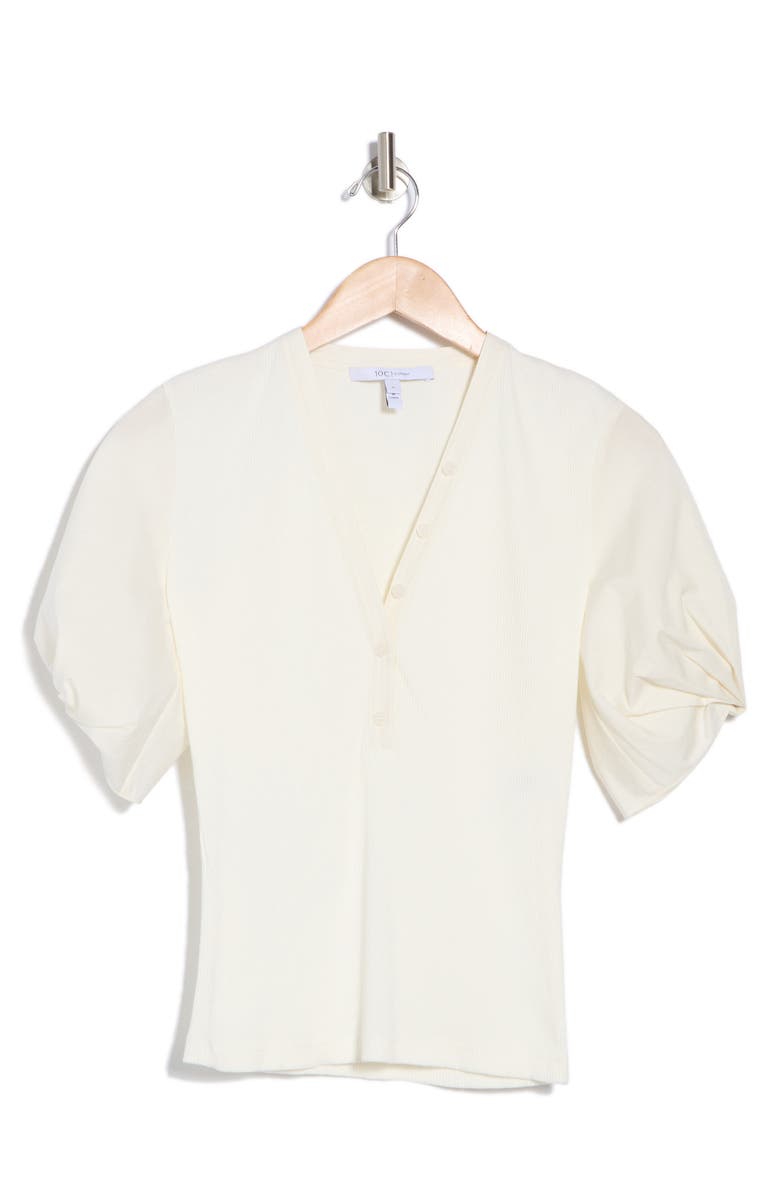 Fallon Puff Sleeve Mixed Media T-Shirt
