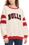TOMMY JEANS Women's Tommy Jeans Oatmeal/Red Chicago Bulls Mindy Sherpa Pullover Sweatshirt