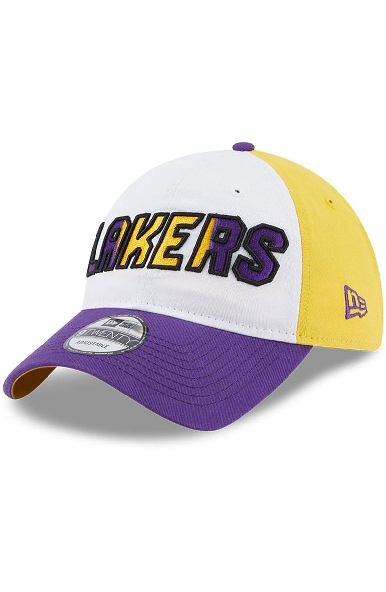 New Era Men's New Era  White/Purple Los Angeles Lakers Back Half 9TWENTY Adjustable Hat, Alternate, color, 
