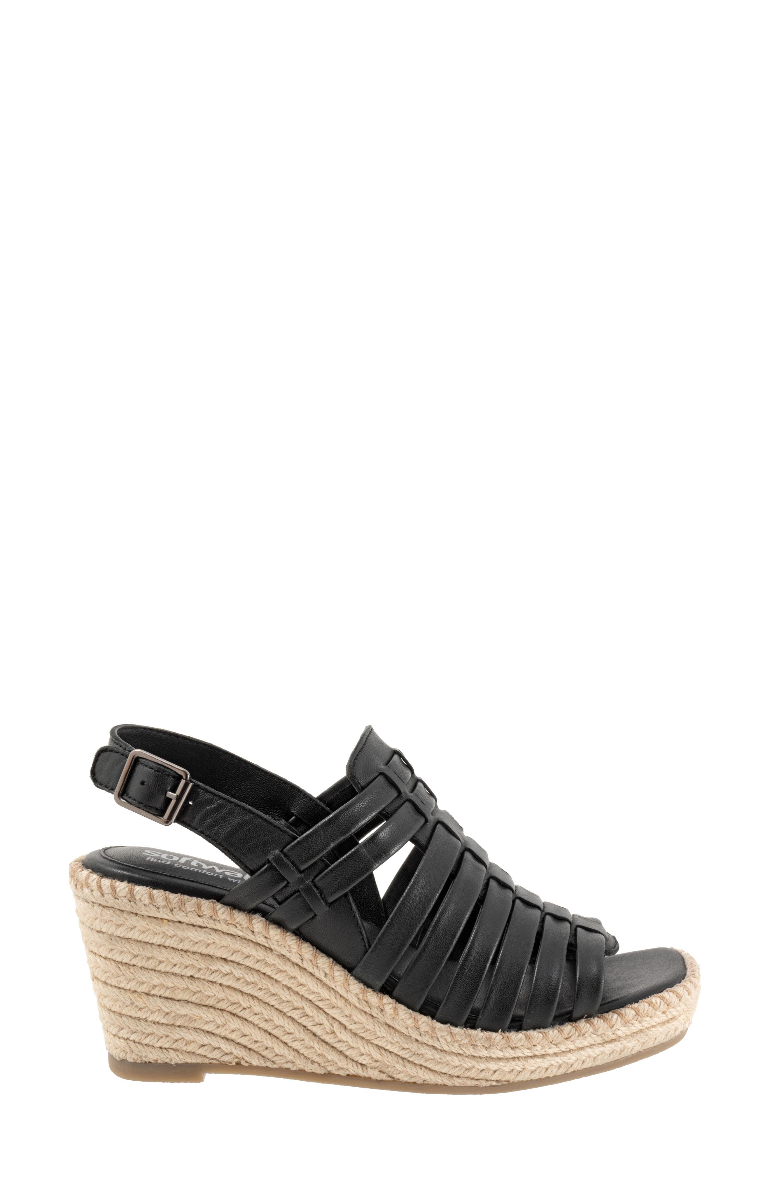 SoftWalk<sup>®</sup> Havana Slingback Espadrille Platform Wedge Sandal, Alternate, color, Black