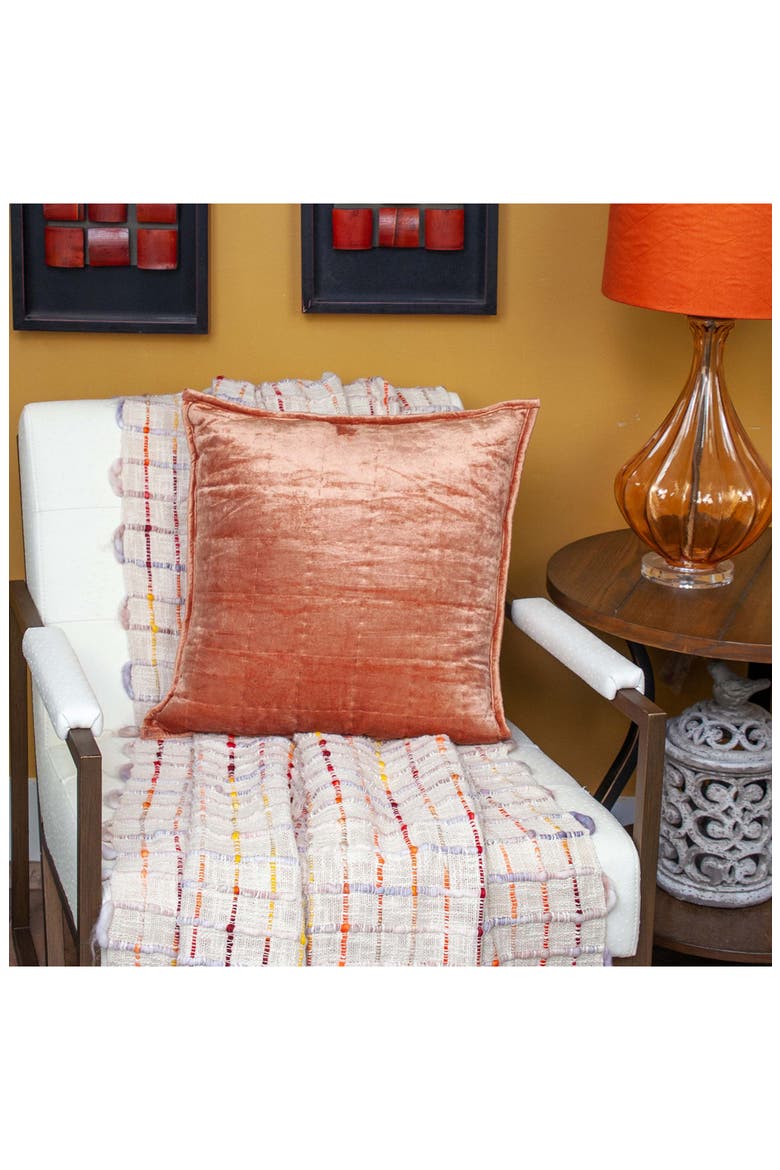 Delphi Square Transitional Throw Pillow, Alternate, color, ORANGE