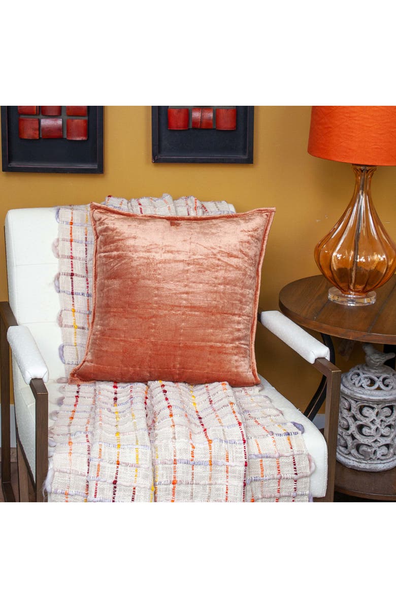 PARKLAND COLLECTION Delphi Square Transitional Throw Pillow, Alternate, color, Orange