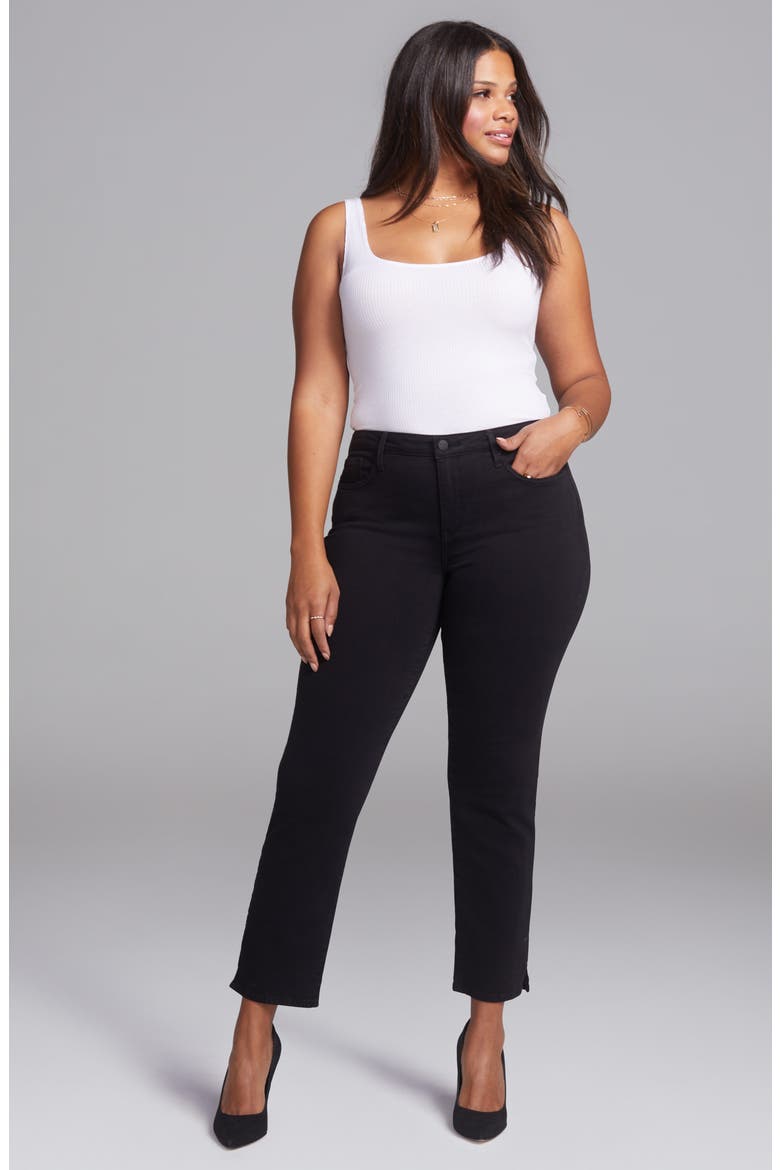 Curves 360 by NYDJ Slim Straight Leg Ankle Jeans, Alternate, color, BLACK