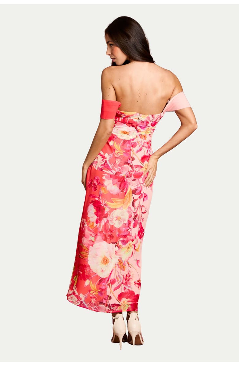 Coast Floral Print Drape Chiffon Dress, Alternate, color, Coral