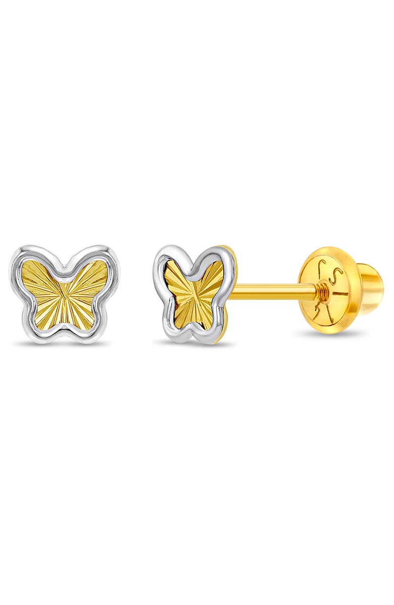 In Season Jewelry 14k Two Tone Butterfly Earrings, Main, color, Gold