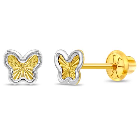 14k Two Tone Butterfly Earrings