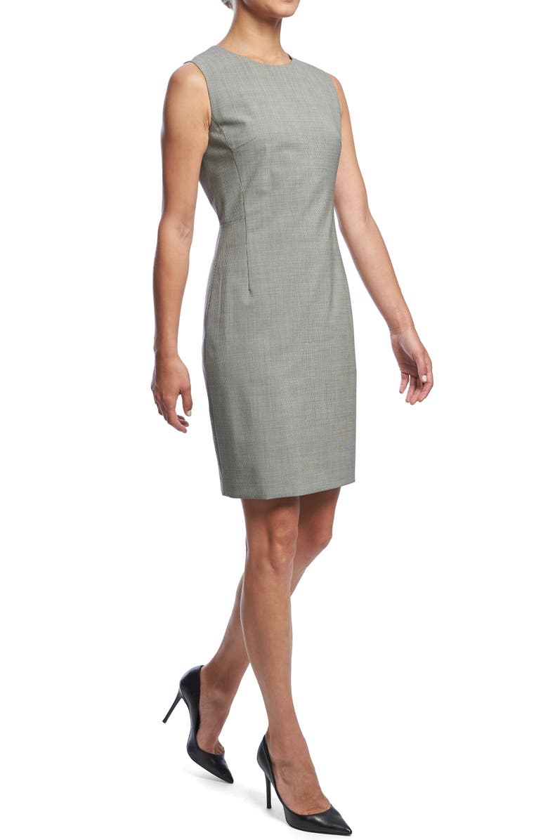 Theory Sleeveless Seam Fitted Stretch Wool Dress, Alternate, color,
