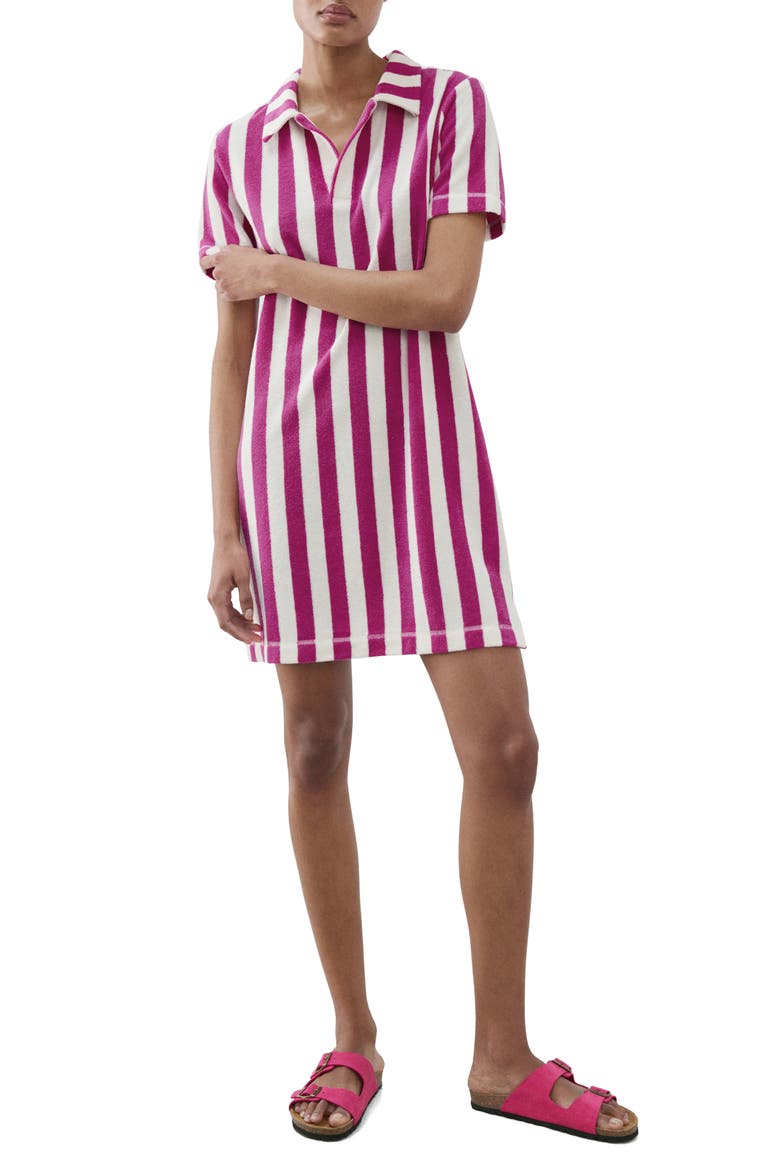 Stripe Terry Nightgown, Main, color, FUCHSIA
