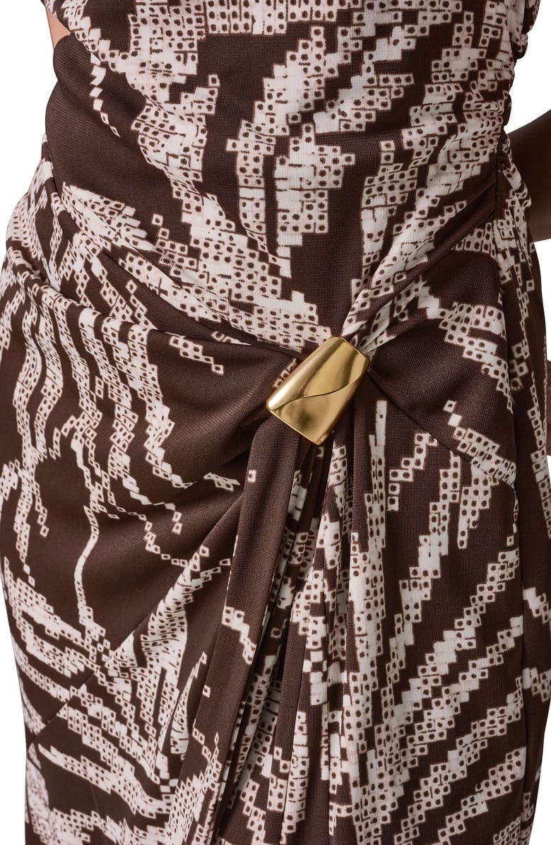 Donna Karan New York Print Cowl Neck Sleeveless Midi Dress, Alternate, color, 