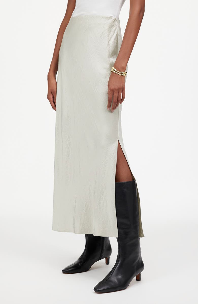 Madewell Satin Maxi Slip Skirt, Main, color, Steel