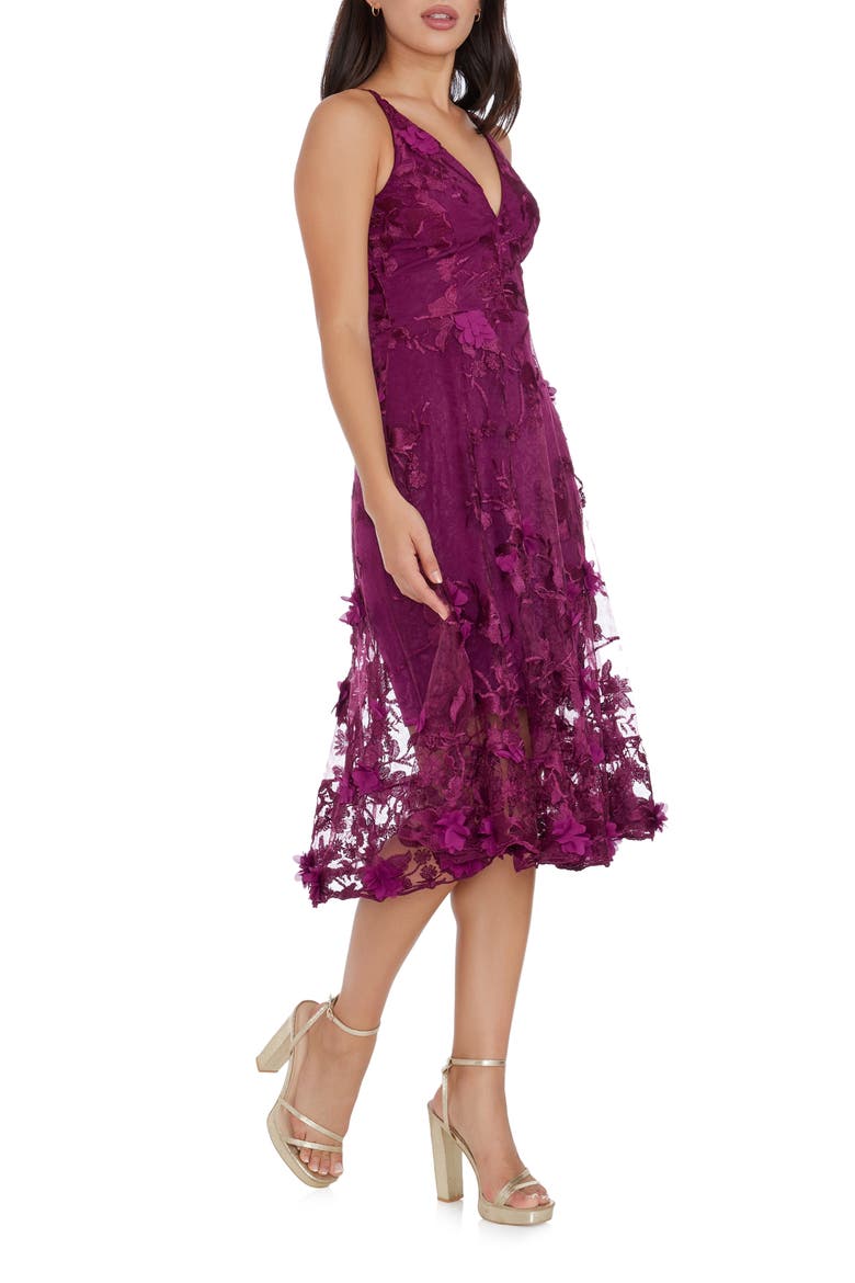 Audrey Embroidered Fit & Flare Dress, Alternate, color, DARK MAGENTA