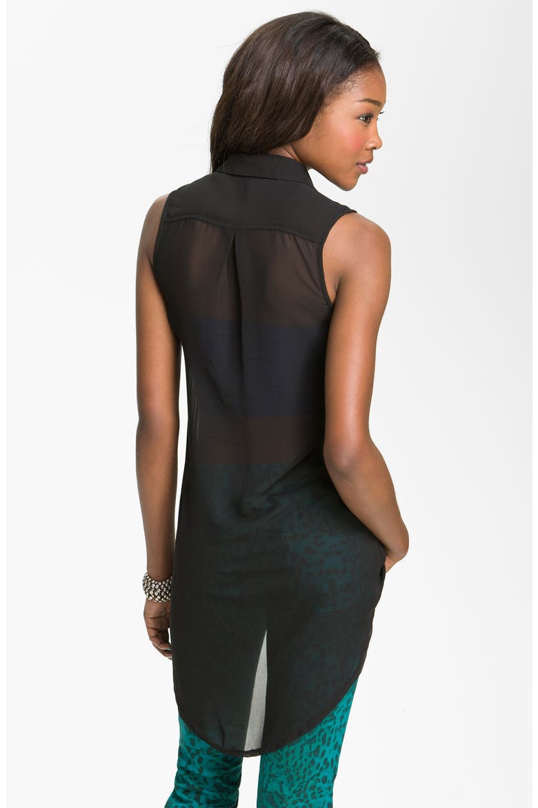 Sleeveless Shirt Tunic, Alternate, color, BLACK