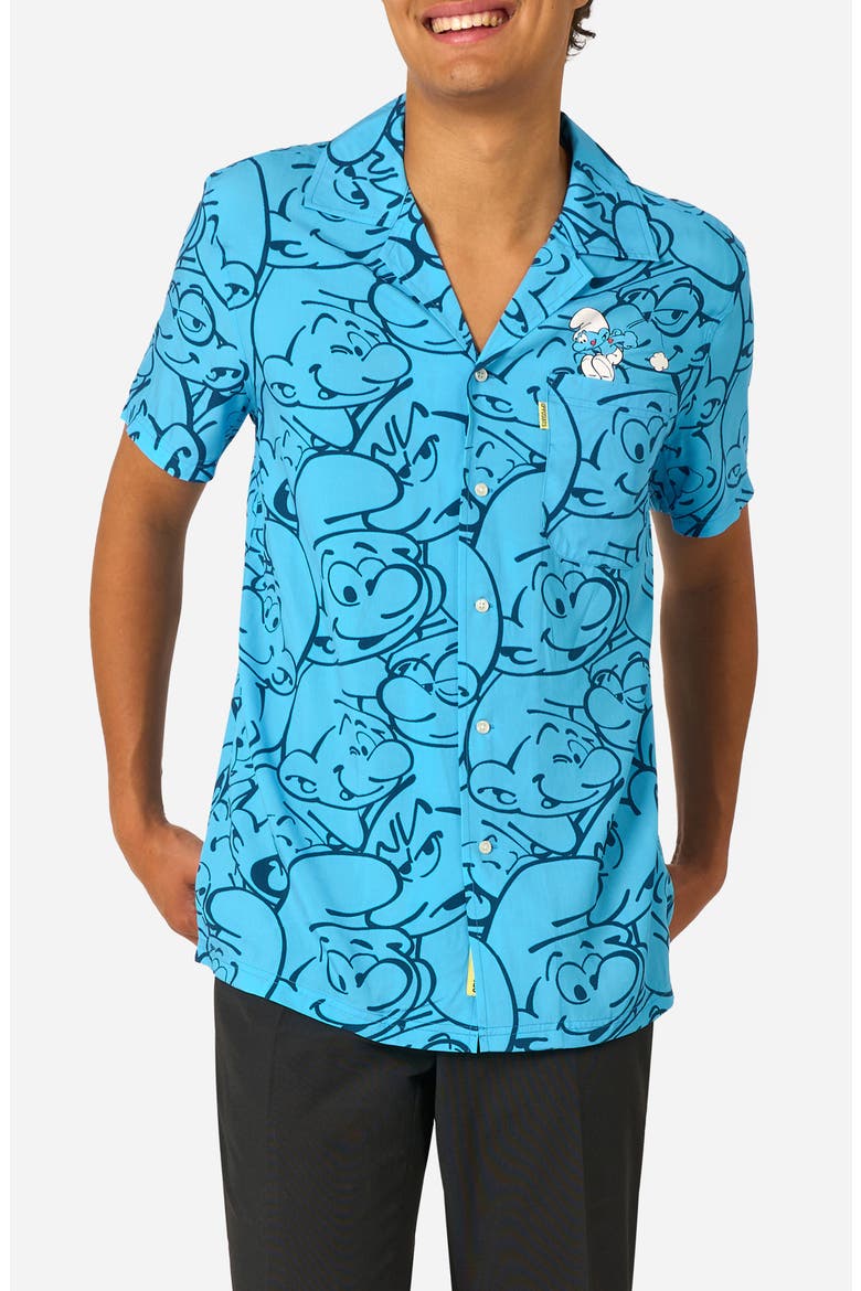 The Smurfs - Smurftastic Camp Shirt, Main, color, BLUE