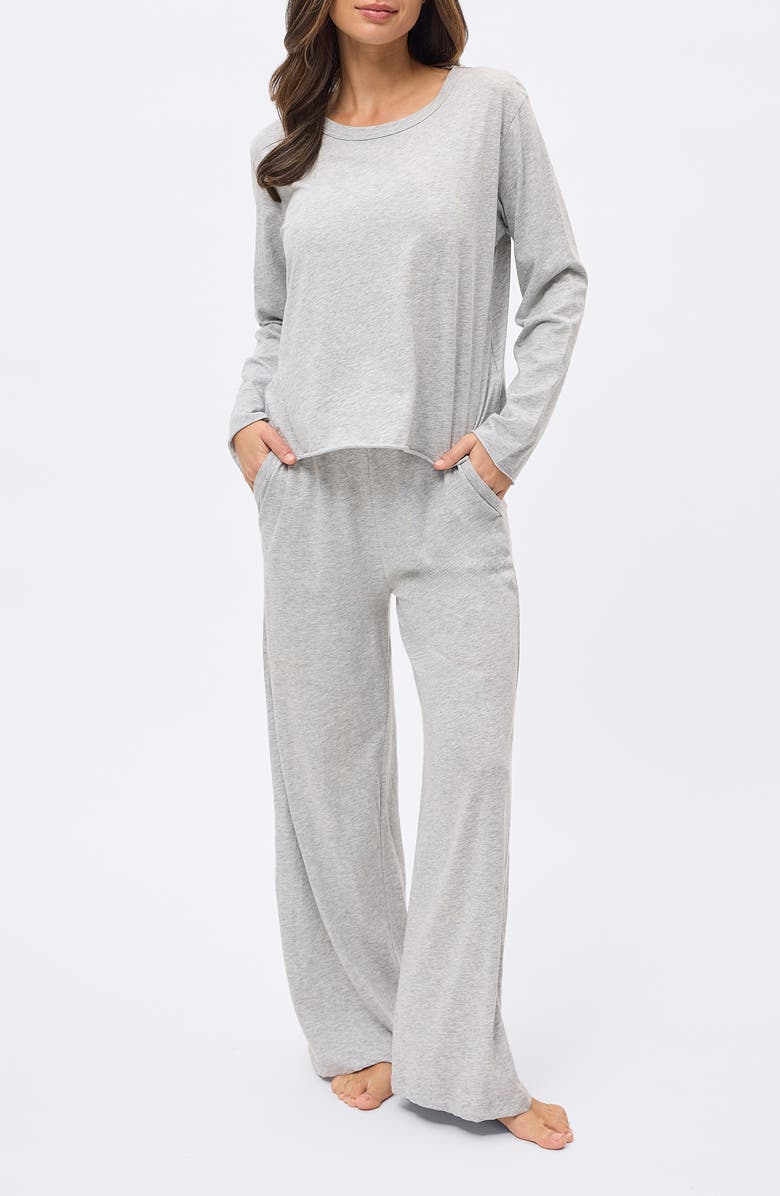 Papinelle Jada Organic Cotton Pajamas, Main, color, Grey