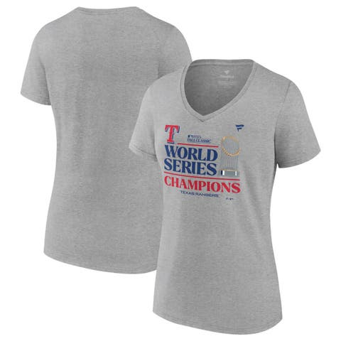 Women's Fanatics Branded Heather Gray Texas Rangers 2023 World Series Champions Locker Room Plus Size V-Neck T-Shirt