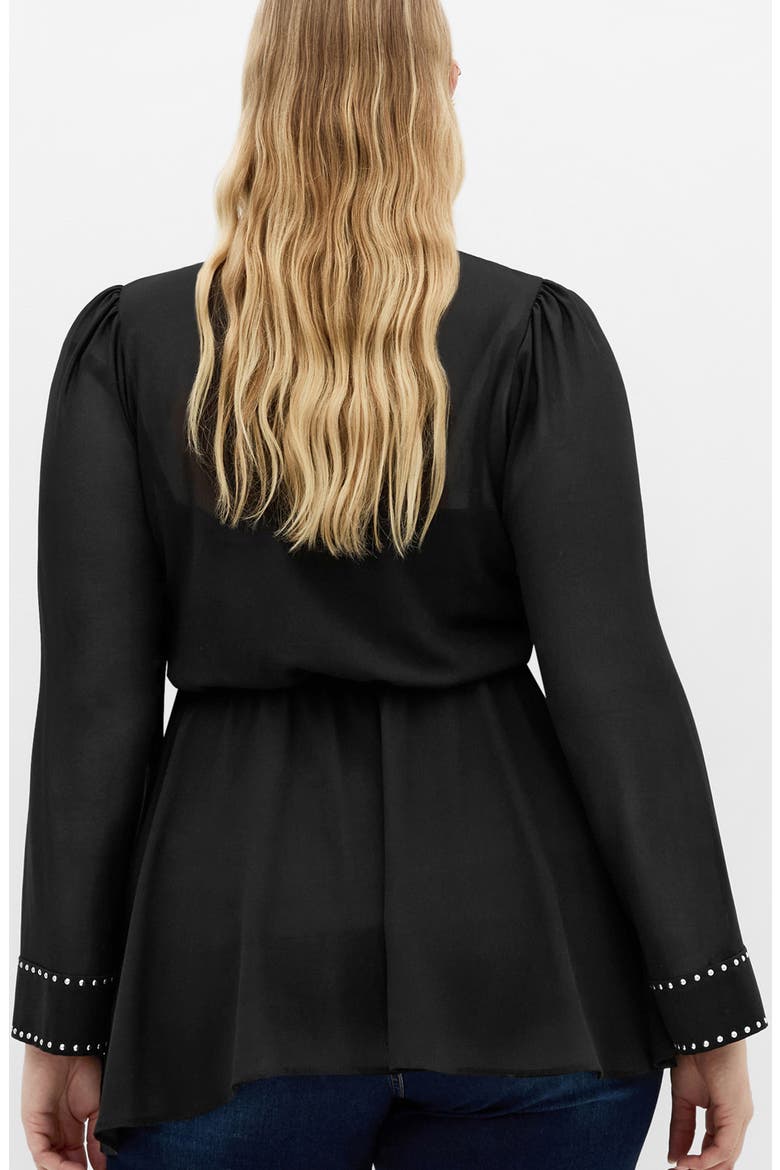 Kara Studded Pussybow Sheer Top, Alternate, color, BLACK
