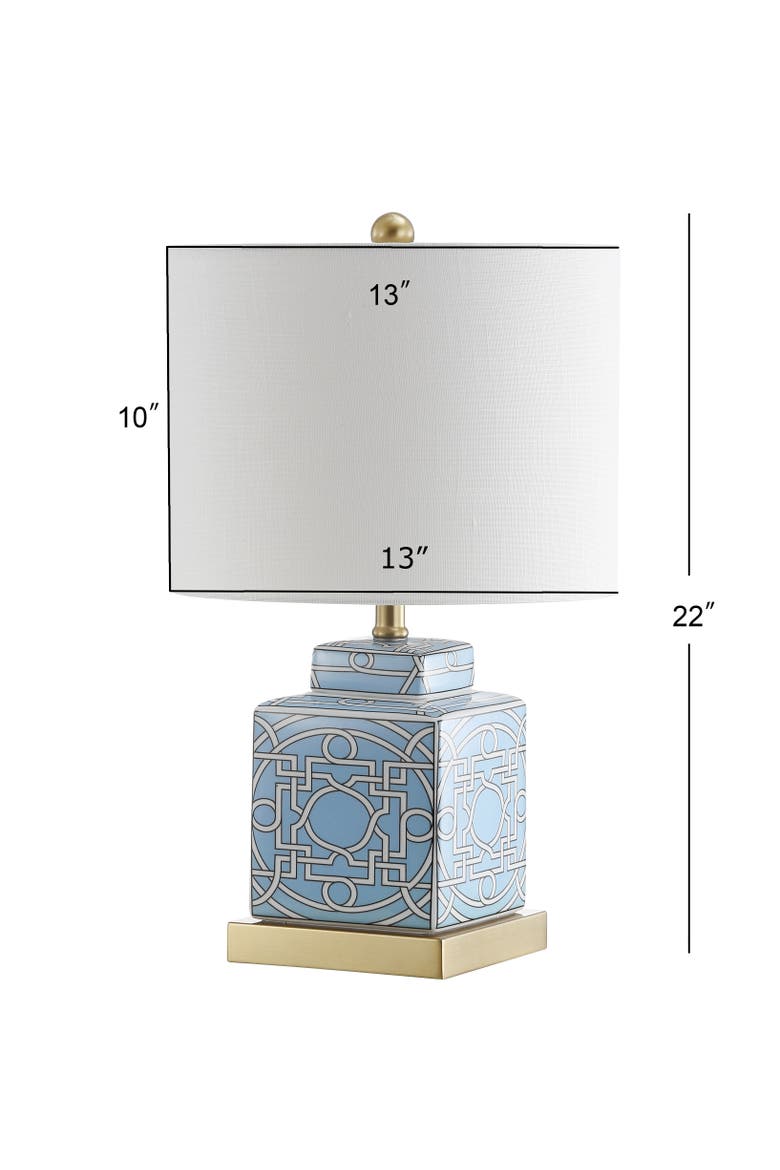 Catherine Modern Transitional Ceramic/Metal Square Ginger Jar LED Table Lamp, Alternate, color, Blue/White