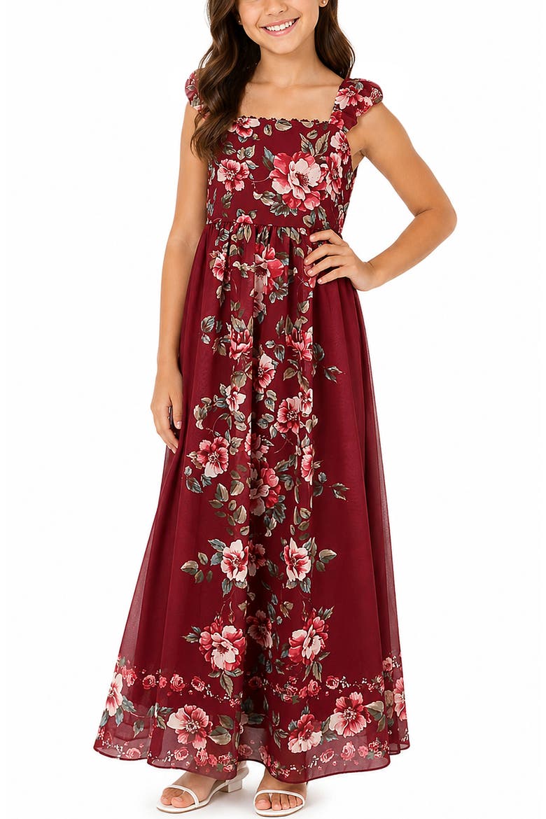 Kids' Chiffon Maxi Dress, Alternate, color, BURGUNDY