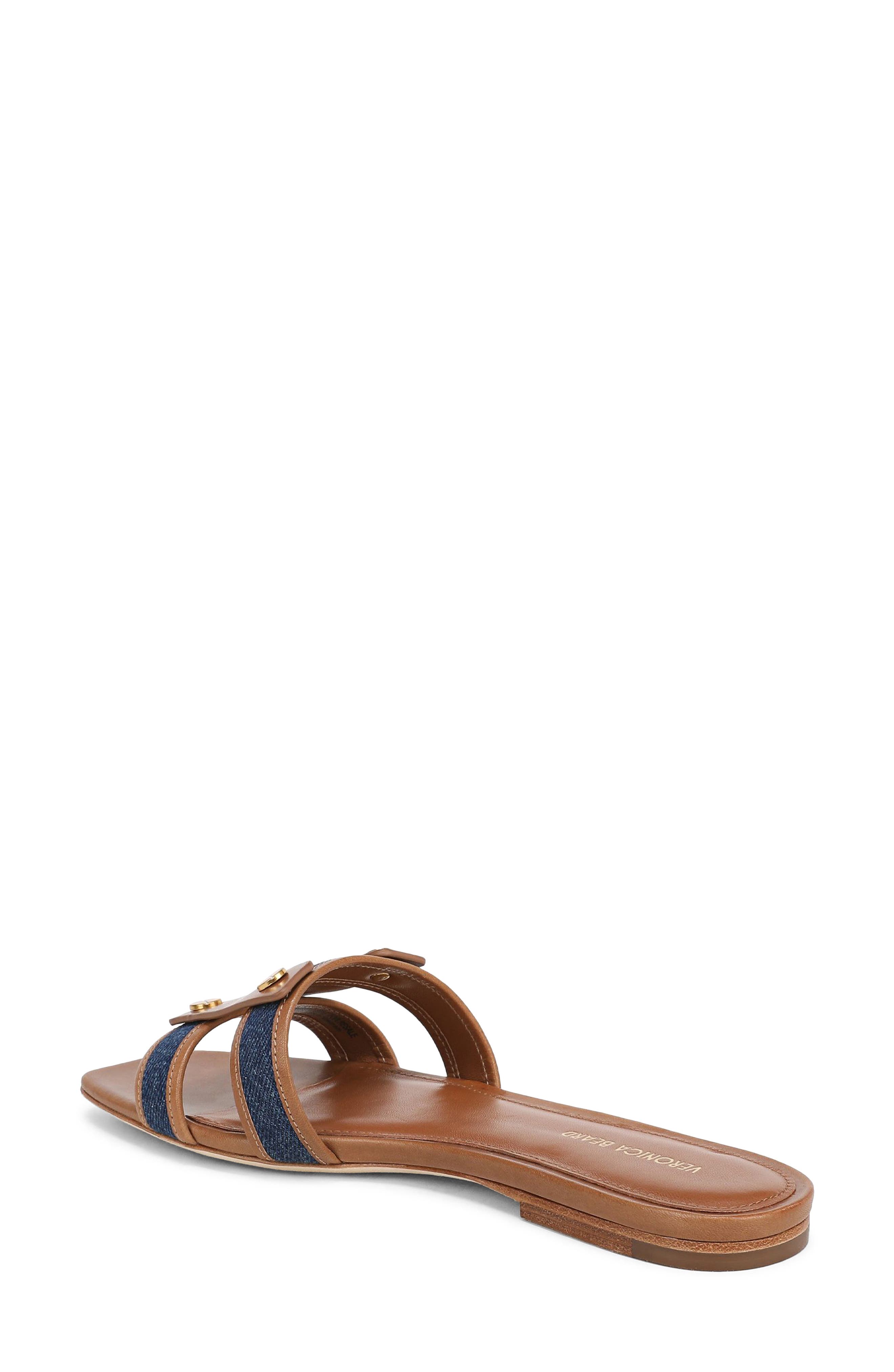 Veronica Beard Via Mixed Media Slide Sandal, Alternate, color, Honey/ Navy