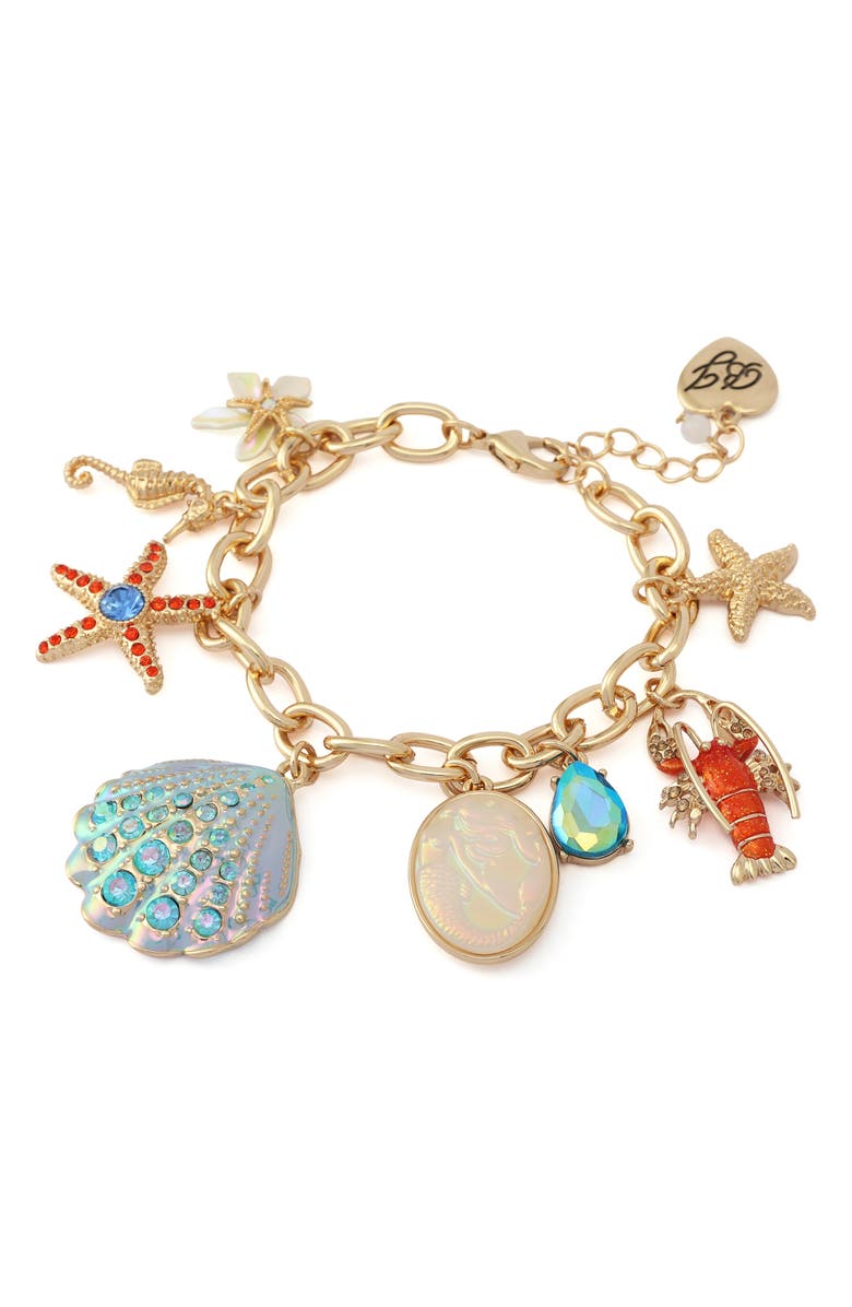 Betsey Johnson Sealife Charm Flex Bracelet, Alternate, color, Blue