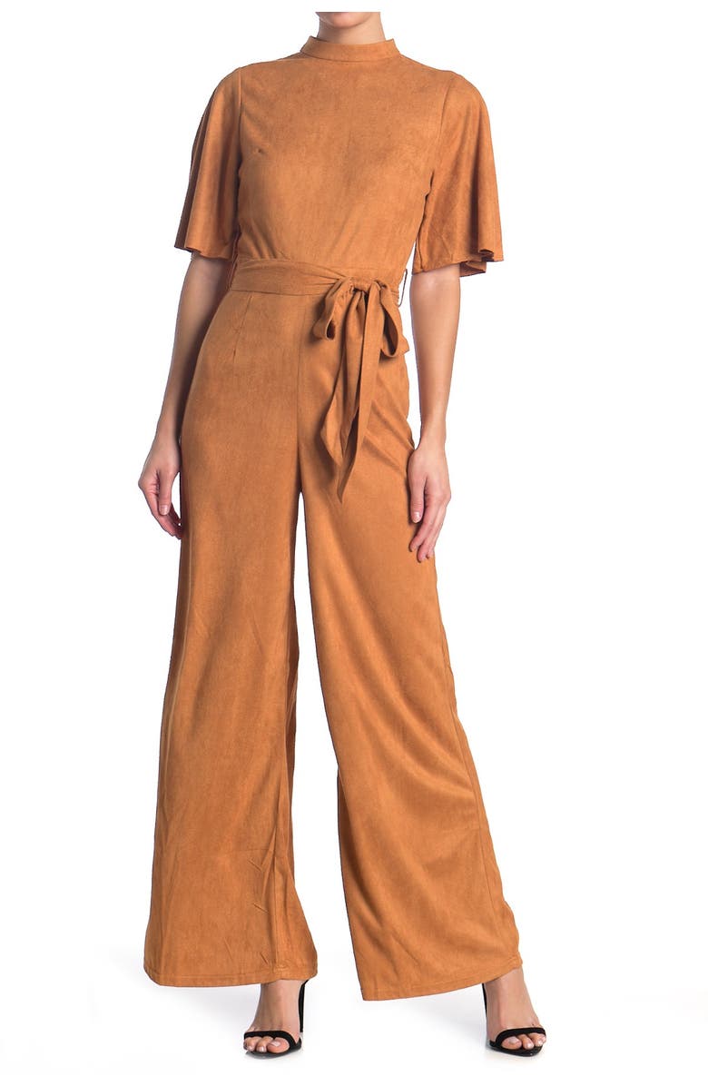 Jealous Tomato Microsuede Flutter Sleeve Jumpsuit, Alternate, color,