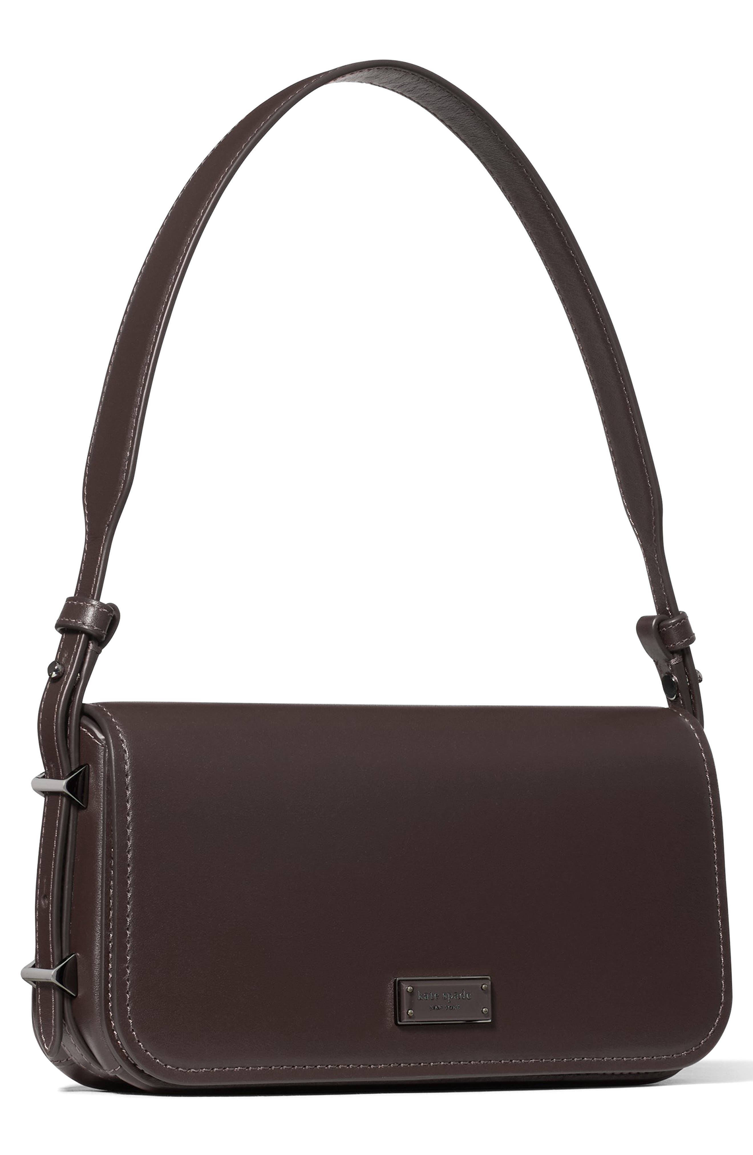 Kate Spade New York small liv leather east/west shoulder bag, Alternate, color, Hot Fudge